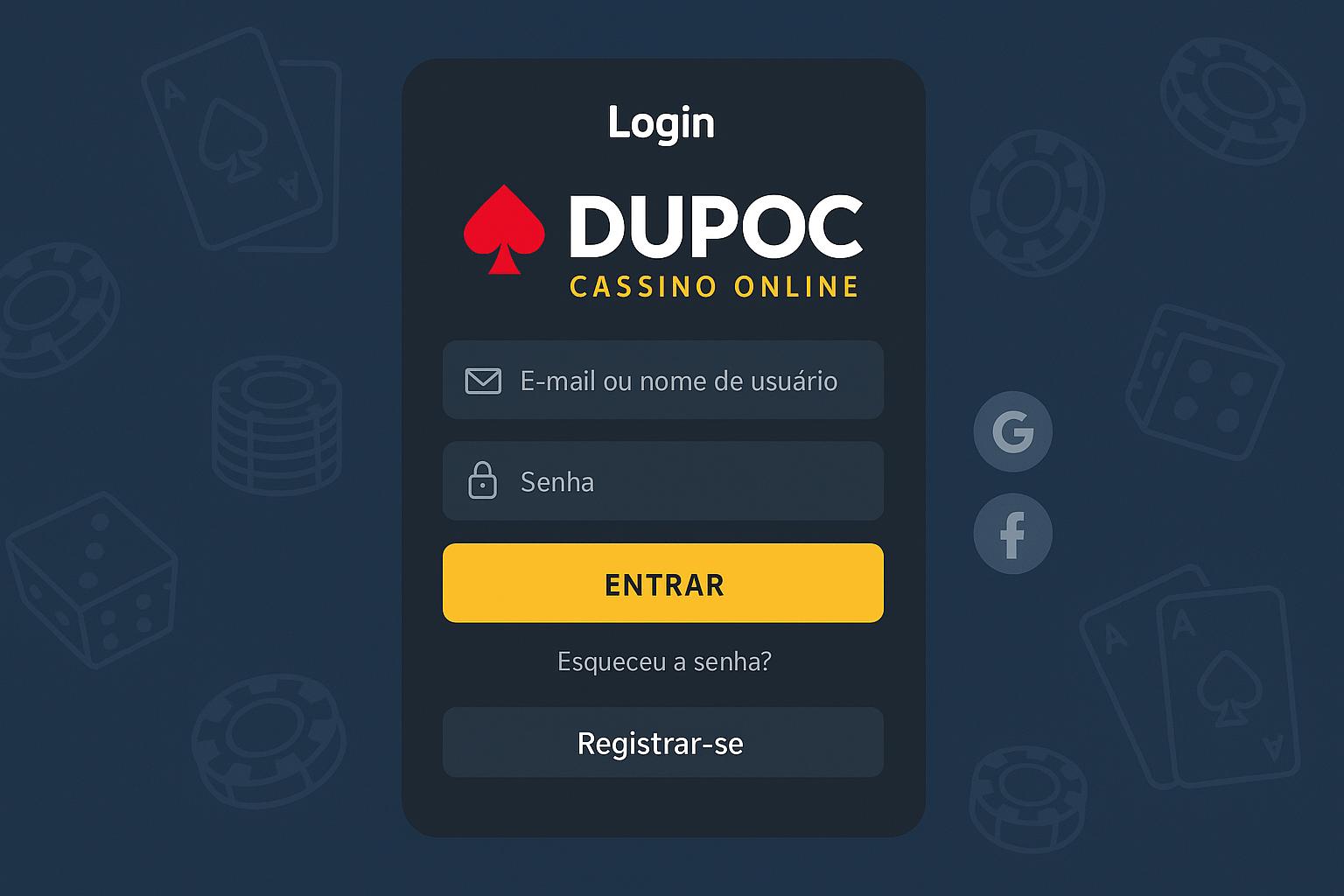 Criar uma nova Conta no plataforma DUPOC  